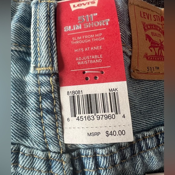 NWT Levi’s Boys 511” Slim Shorts in Blue Denim in size 6 regular - Picture 4 of 6